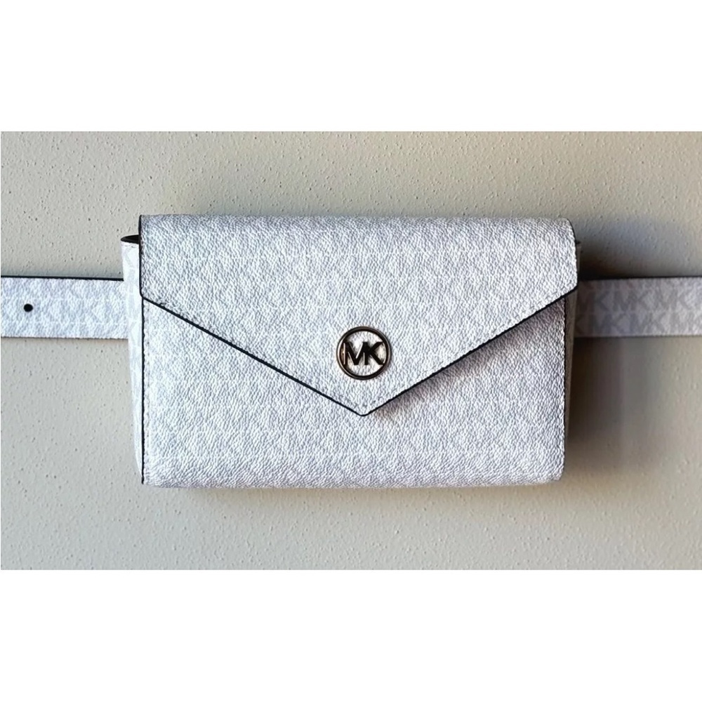 Michael Kors Womens Brown Monogram Adjustable Phone Belt Bag Handbag Size S/M - Picture 9 of 13